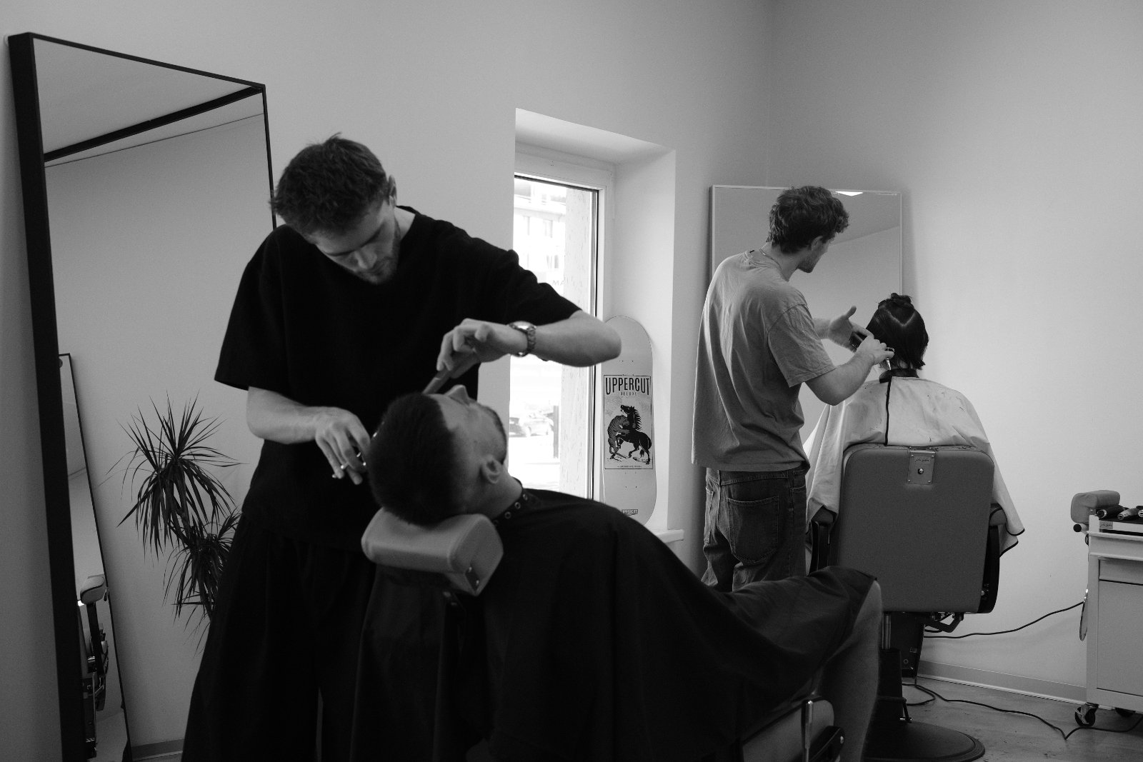 Beard trim and haircut in the studio
